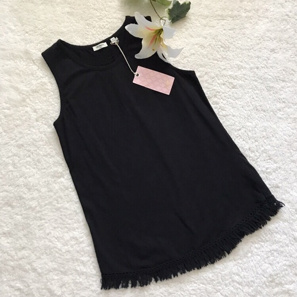 dylan Tops - NEW Dylan T-shirt Fringe Tank Top Shirt Black A6